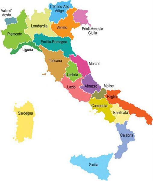 Vinho italiano - a fronteira do conhecimento sobre vinhos - Mapa da Itália