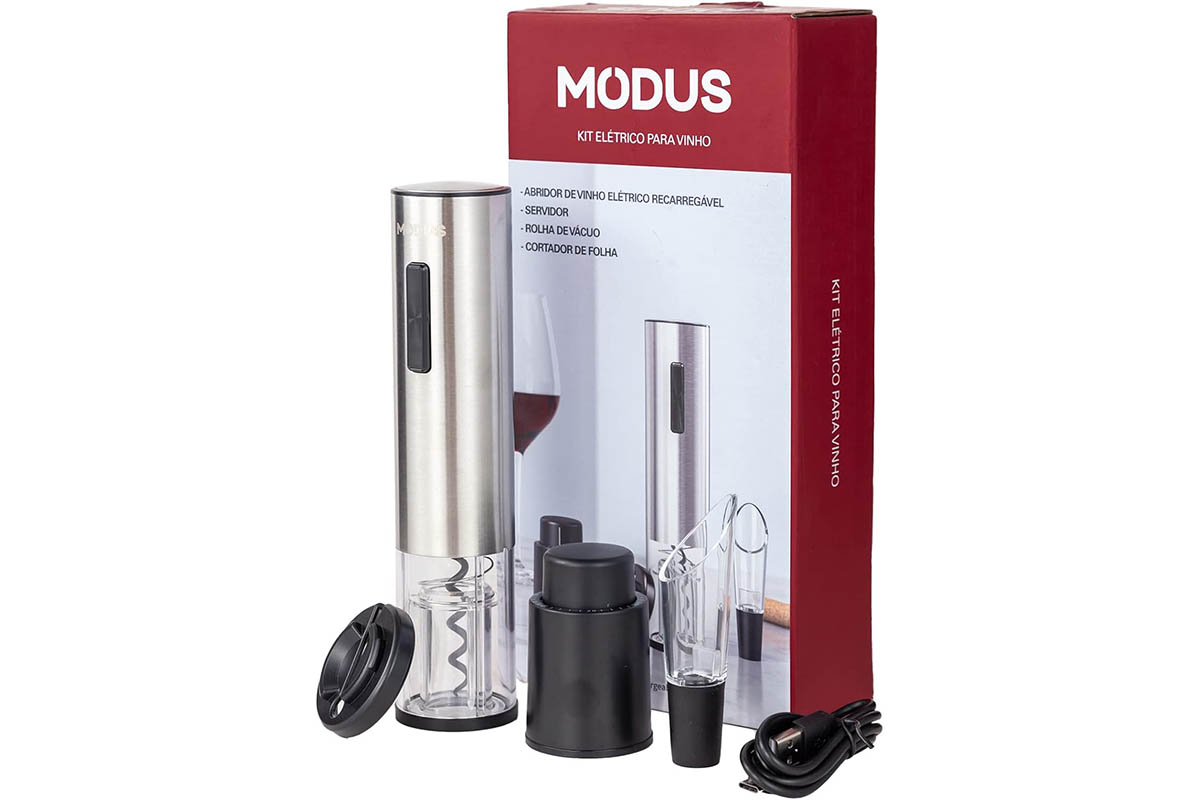 Kit Saca Rolhas Automático de Vinho (Carga USB)