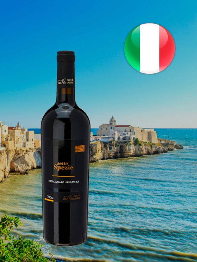 Vinho tinto italiano Terre di San Vincenzo Sette Spezie Negroamaro Salento IGP