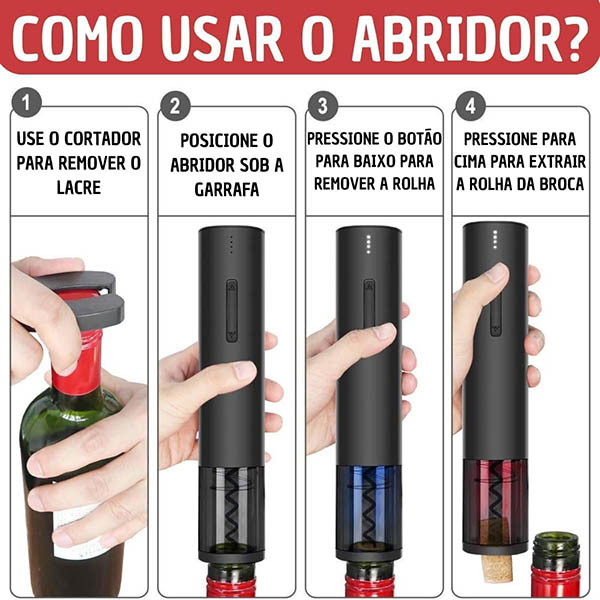 Kit Abridor de Vinho - Saca Rolha Cortador e Decanter 6