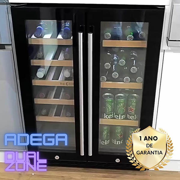 Adega Climatizada e Refrigerador 2 em 1 20 Garrafas De Vinho e 53 Latas 220V 2