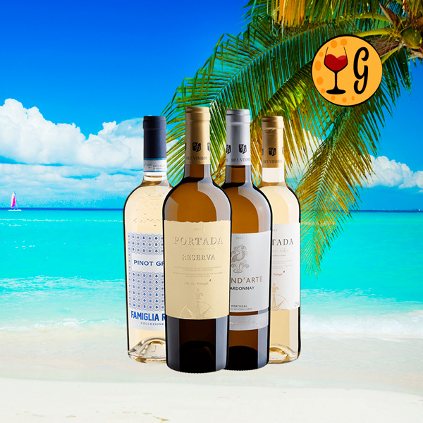 Kit de 4 Vinhos Brancos Premiados – A Seleção Exclusiva de 3 Vinhos de Portugal e 1 da Itália - Oferta