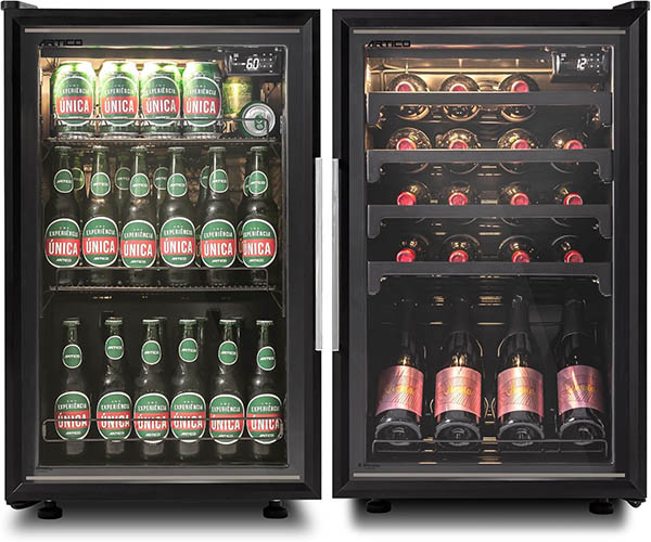 ‎Adega Climatizada e Refrigerador 2 em 1 20 Garrafas De Vinho e 100 Latas 127V - Oferta