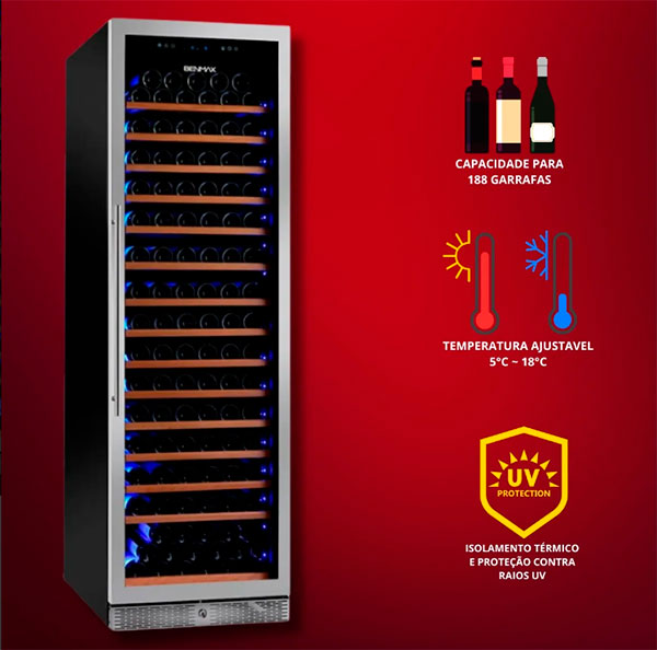 Adega Climatizada Benmax BAC188 188 Garrafas 3