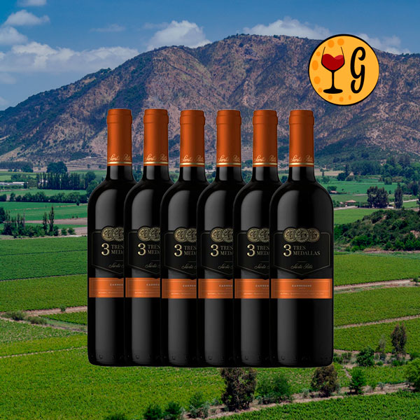 Kit 6 Garrafas Santa Rita Tres Medallas Carménère – Sabor e Tradição Chilena Multiplicados por Seis - Oferta