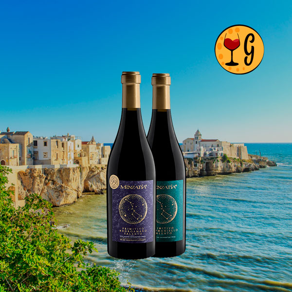 Kit 2 Vinhos Menzatia – Duas Joias de Puglia com 99 e 98 Pontos Luca Maroni a Preço Especial - Oferta