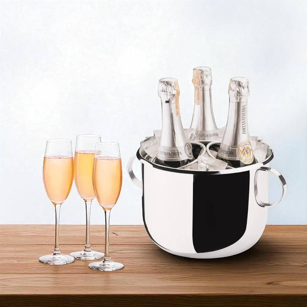 Champanheira em inox Forma 6 Litros com alças 03