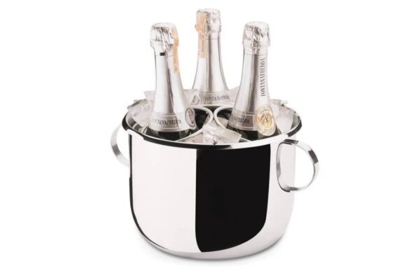 Champanheira em inox Forma 6 Litros com alças: Elegância compacta para espumantes e vinhos - Thumbnail