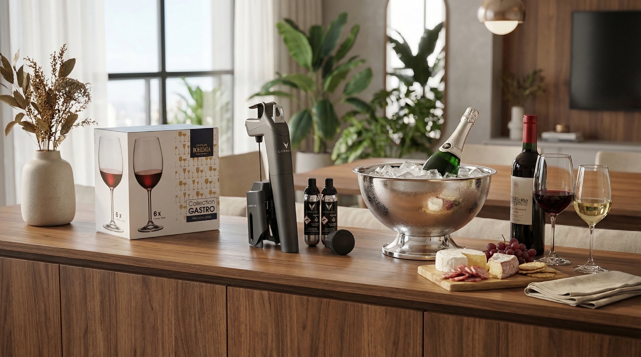 Fast Shop para quem gosta de vinho taças Bohemia, Coravin, champanheiras e acessórios que valem a compra