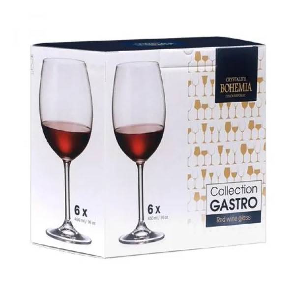 Jogo de taças para vinho tinto em cristal Bohemia Gastro 450ml 6 peças