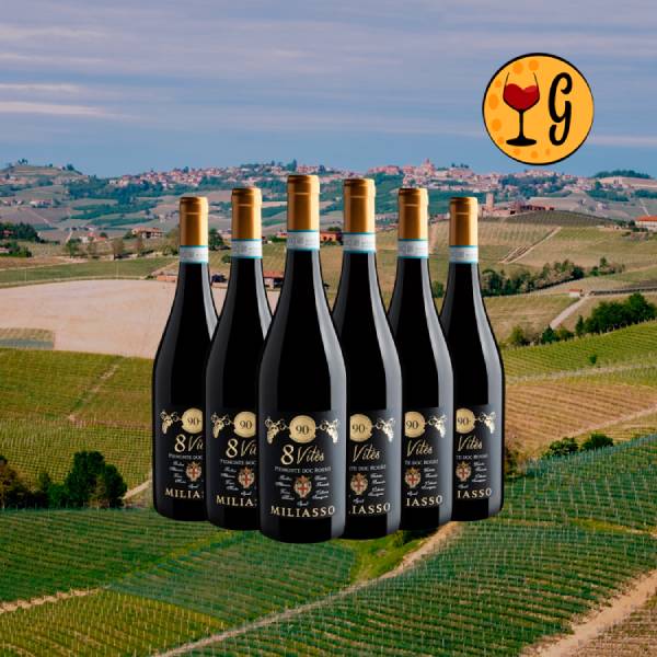 Kit 6 Miliasso 8 Vites Rosso Piemonte vinho tinto italiano da Evino