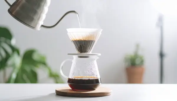 Café moído, colher dosadora e filtro de papel