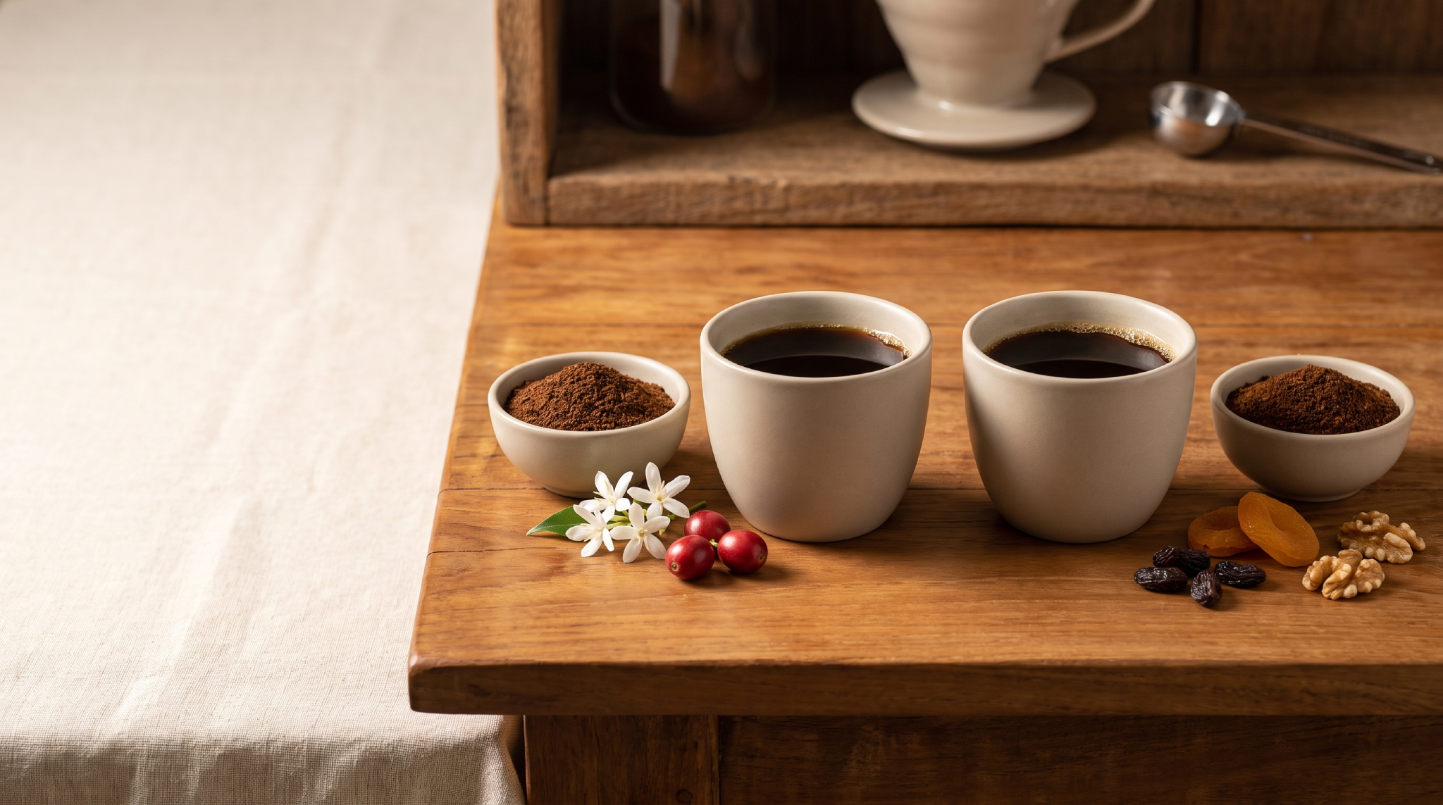 Duas xícaras de café especial representando os perfis Baggio Espresso e Bourbon