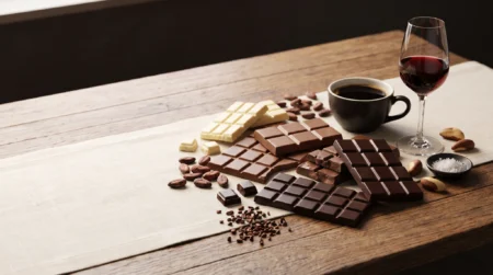 Chocolates artesanais com café, vinho, nibs de cacau, castanhas e flor de sal