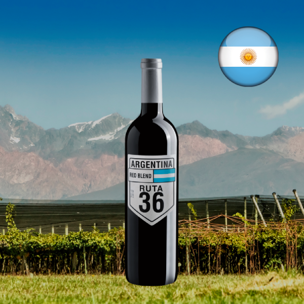 Garrafa de Ruta 36 Red Blend em composição comercial do Center Gourmet